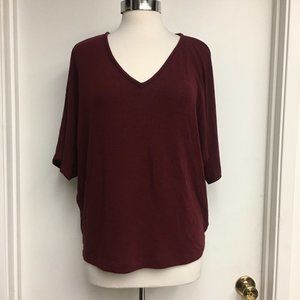 Forever21 Maroon Short Sleeve V-Neck Top